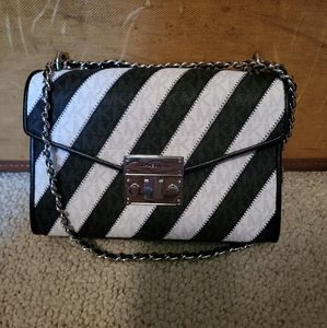 Michael Kors Striped Rose Chain Shoulder Bag
